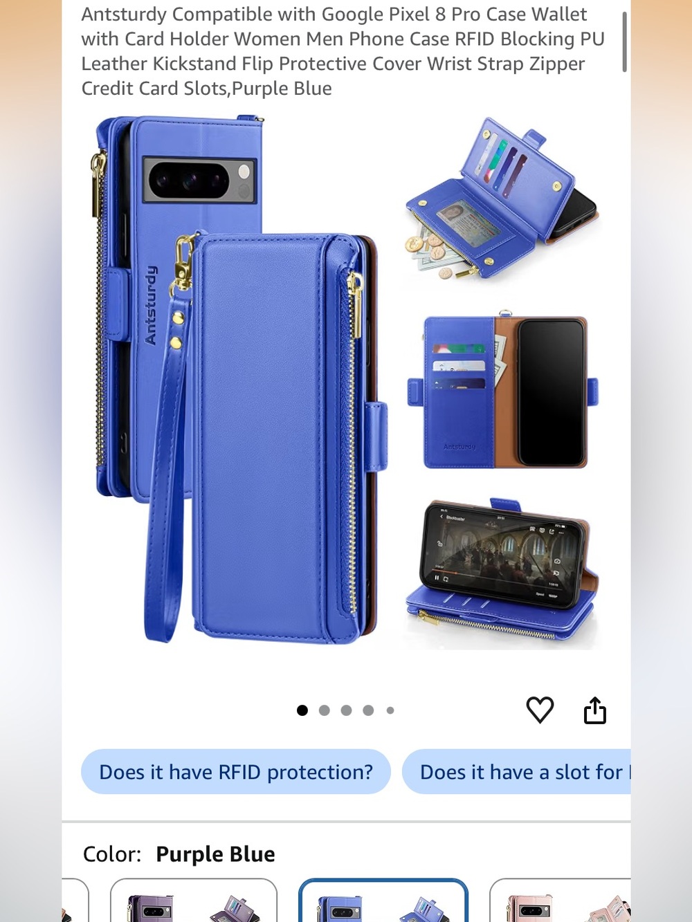 Pixel 8 pro  Wallet Phone Case for Pixel - Purple Blue